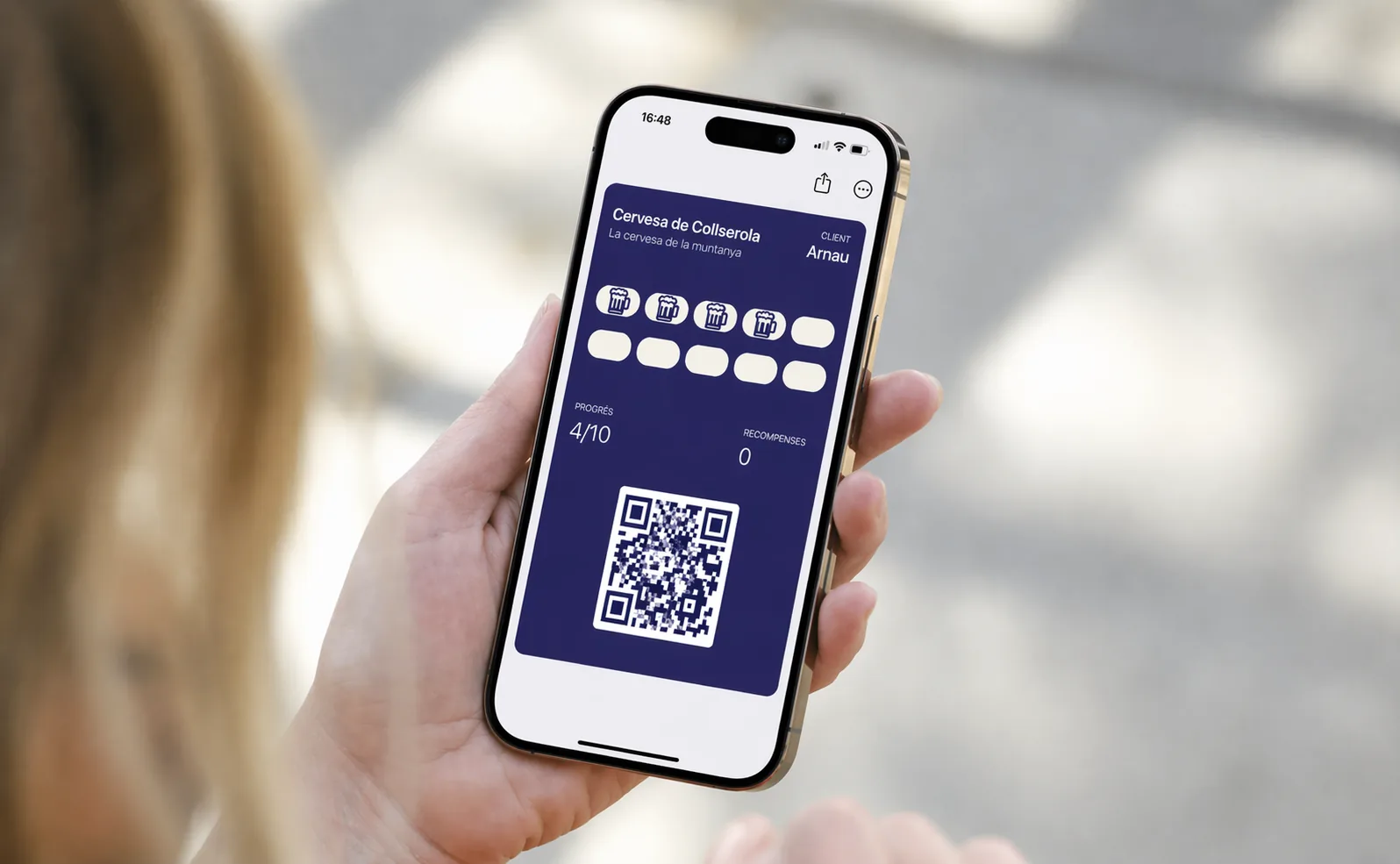 Targeta de fidelització Stampiro en un telèfon mòbil